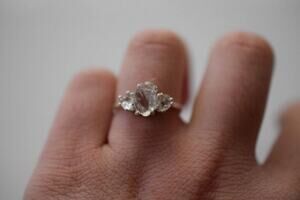 alternative raw Lake County diamond engagement rings, raw crystal size 8